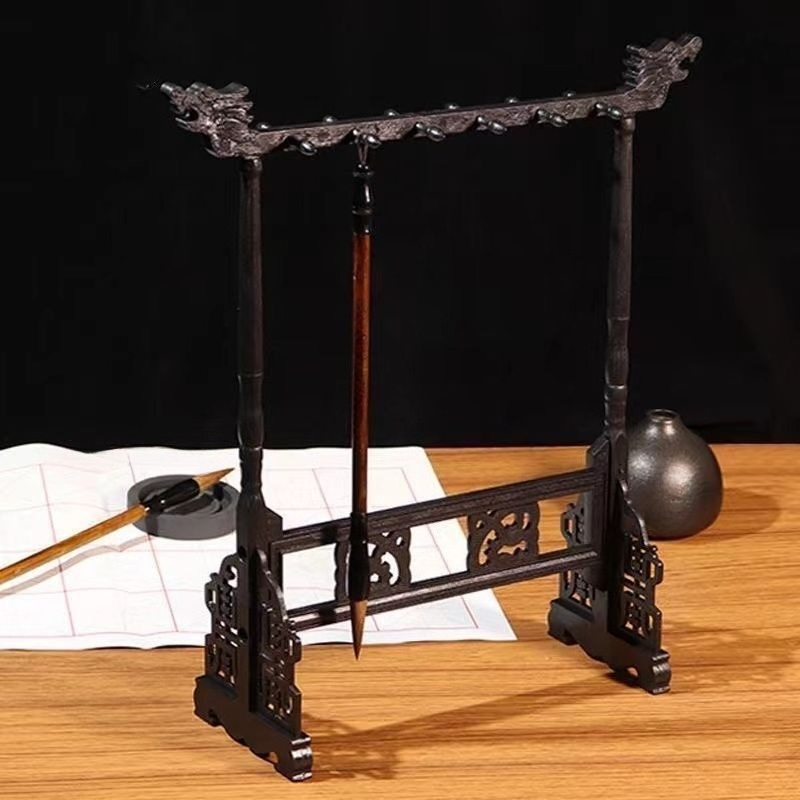 Desk Setup Kit - Wenge Wood Calligraphy Brush Holder Hanger