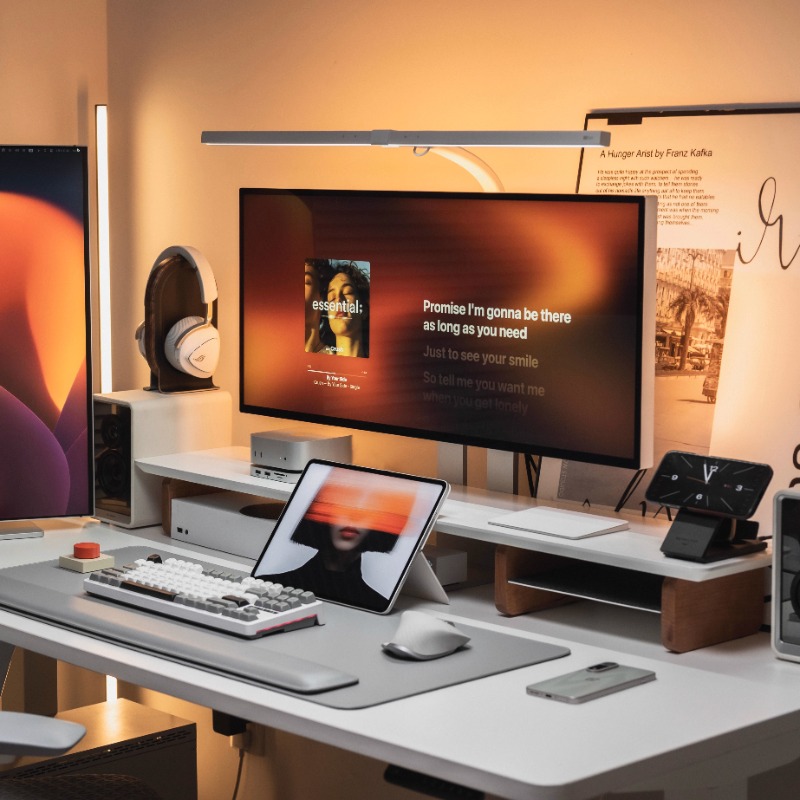 Desk Setup Monitor And Laptop - Modern Monitor Riser Stand Ergonomic Desk