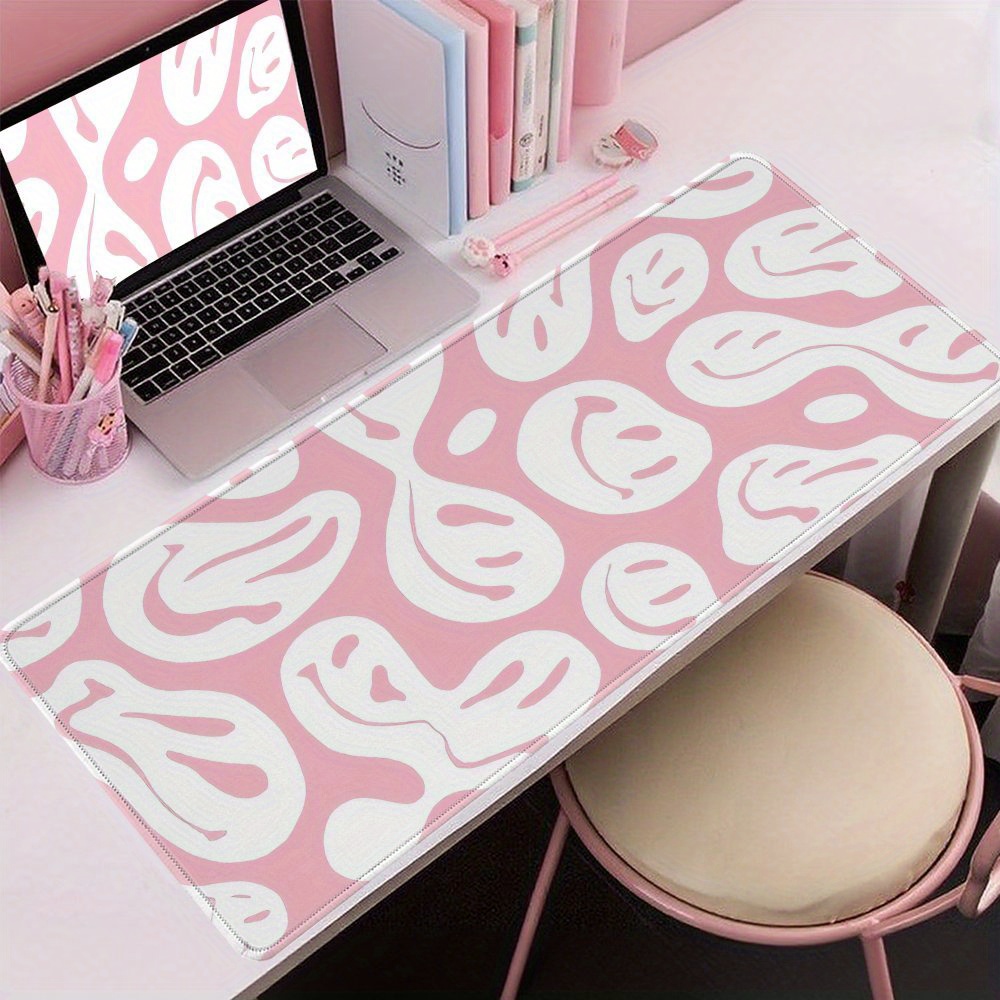 Desk Setup For Studying - Aesthetic Pink Desk Mat Large Mouse