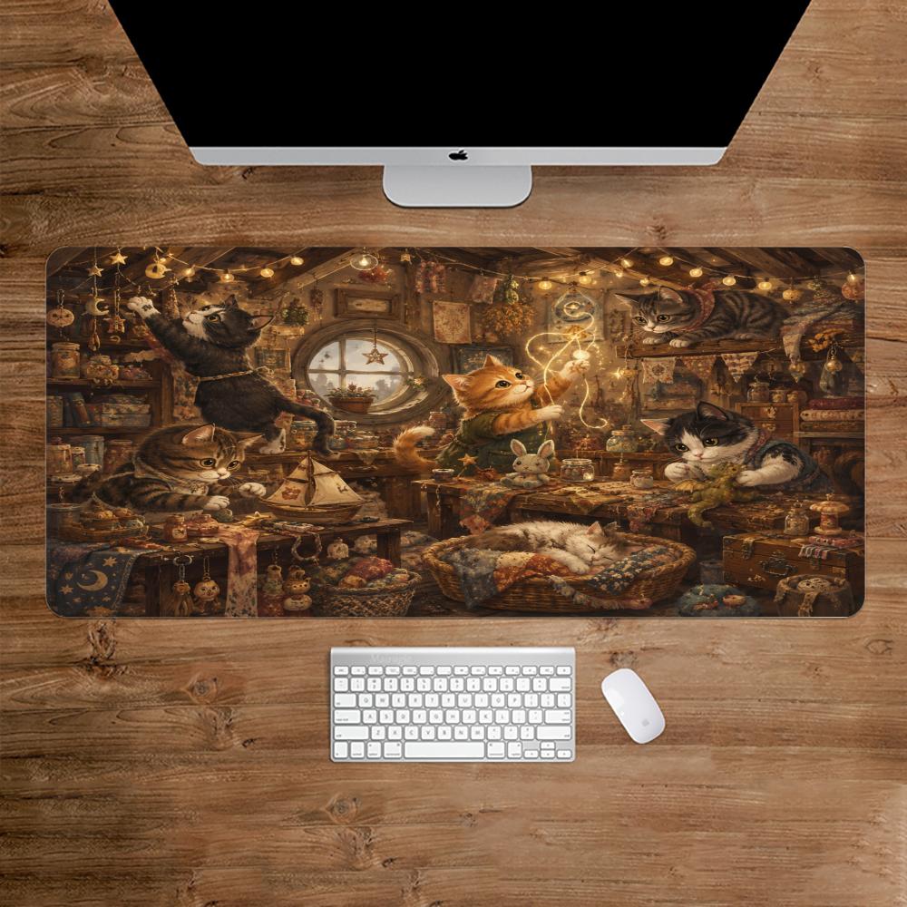 Desk Setup For Studying - Cats Mouse Pad Anti-slip Desk Mat
