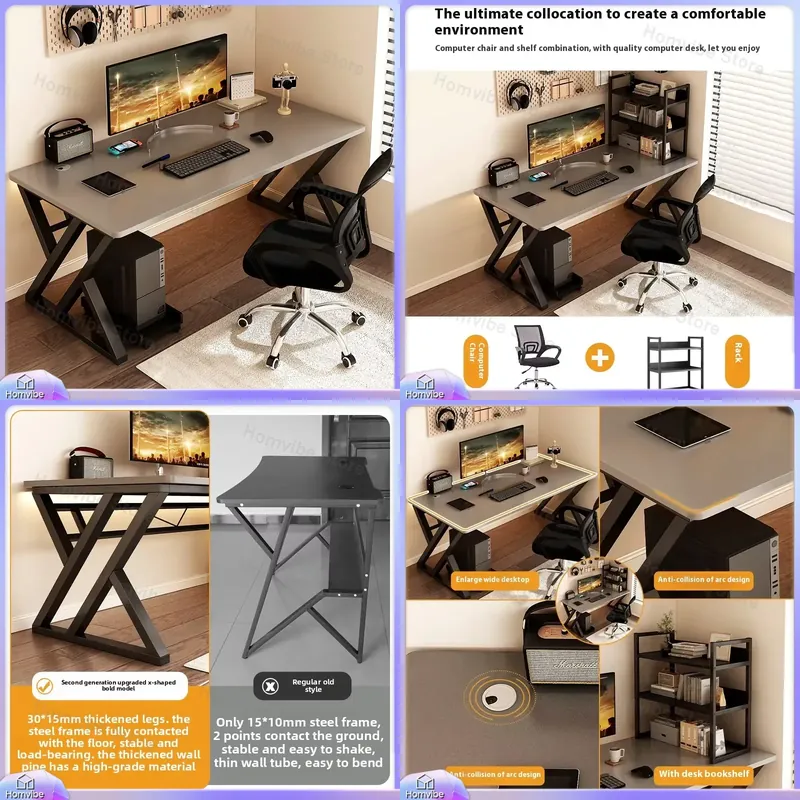 Desk Setup For Studying - Modern Wooden Computer Desk for Home