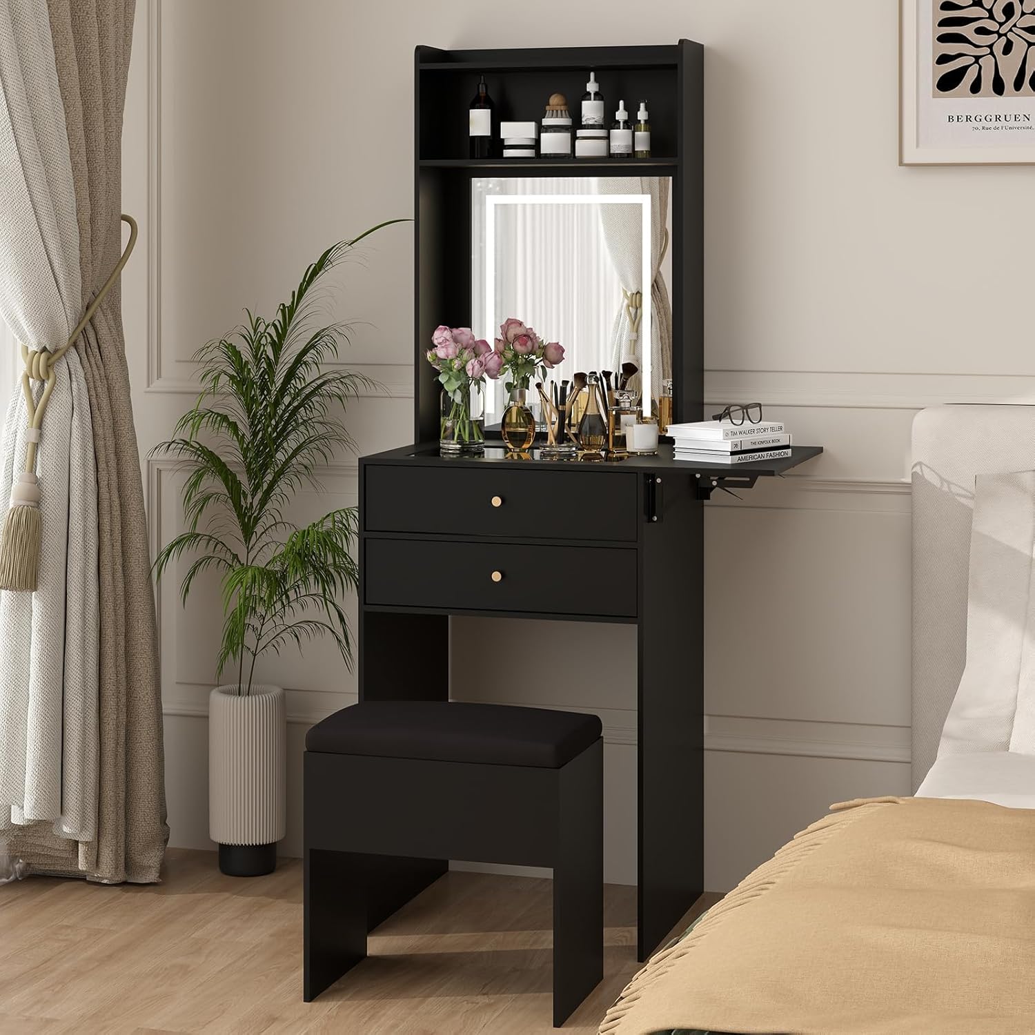Mini Black Vanity Desk Set for - огляд і ціна Desk Setup Black And Wood