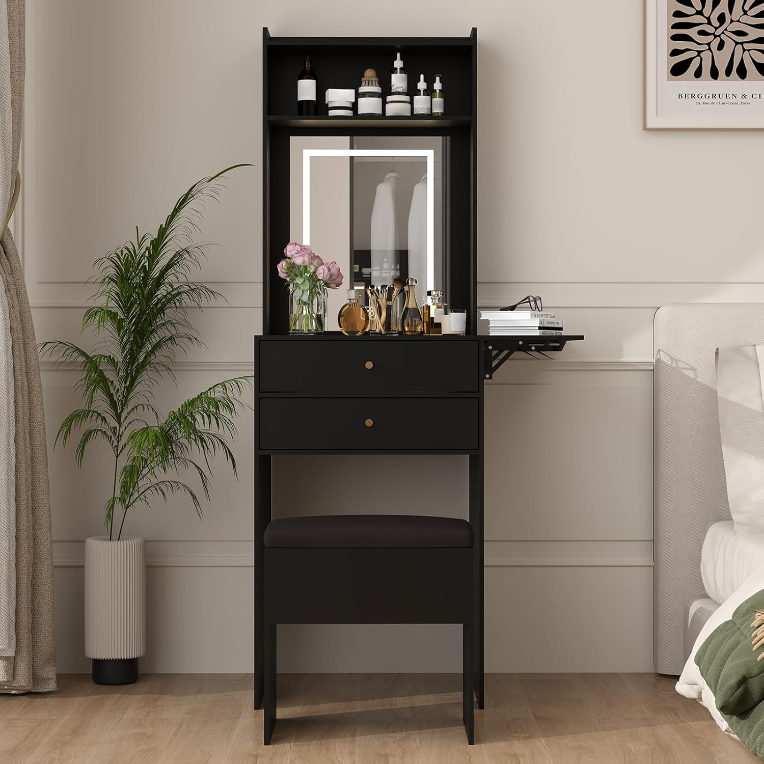 Mini Black Vanity Desk Set for - огляд і ціна Desk Setup Black And Wood