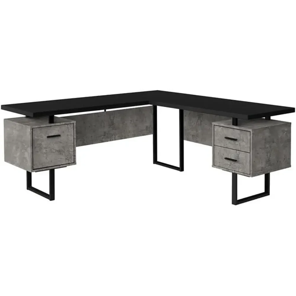 L-Shaped 70 Computer Desk with - огляд і ціна Desk Setup Black And Wood