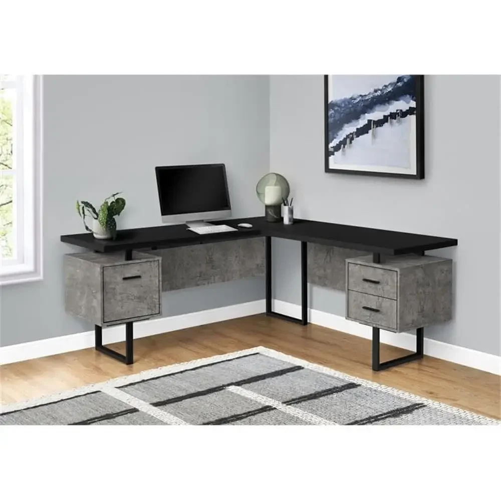 L-Shaped 70 Computer Desk with - огляд і ціна Desk Setup Black And Wood