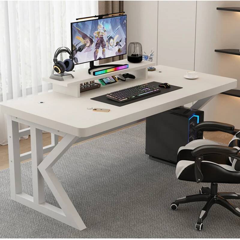 Shaped L Gaming Desk Table Pli - огляд і ціна Desk Setup Monitor And Laptop