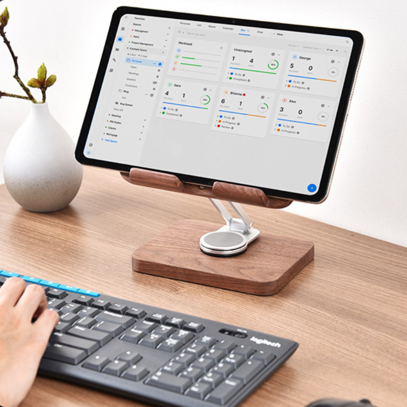 Black Walnut iPad Stand with 3 - огляд і ціна Desk Setup Black And Wood