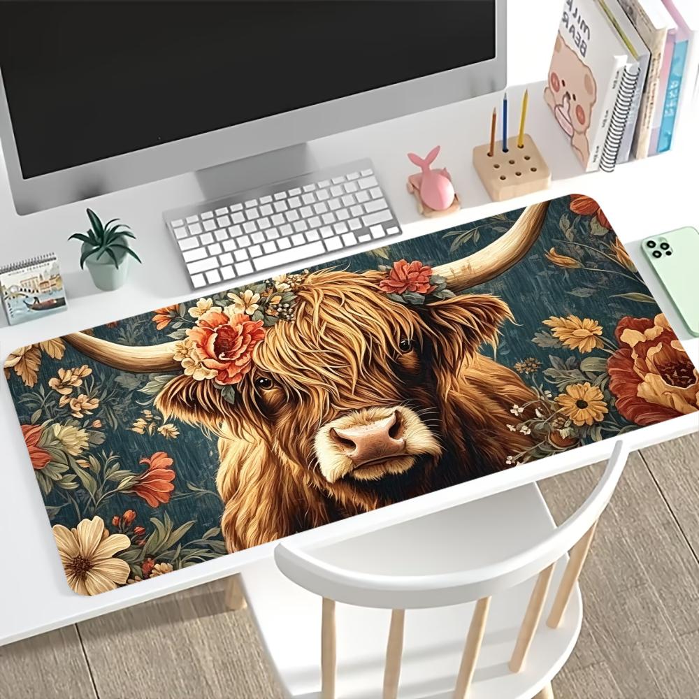 Vintage Highland Cow Floral Ga - огляд і ціна Desk Setup Pc And Laptop