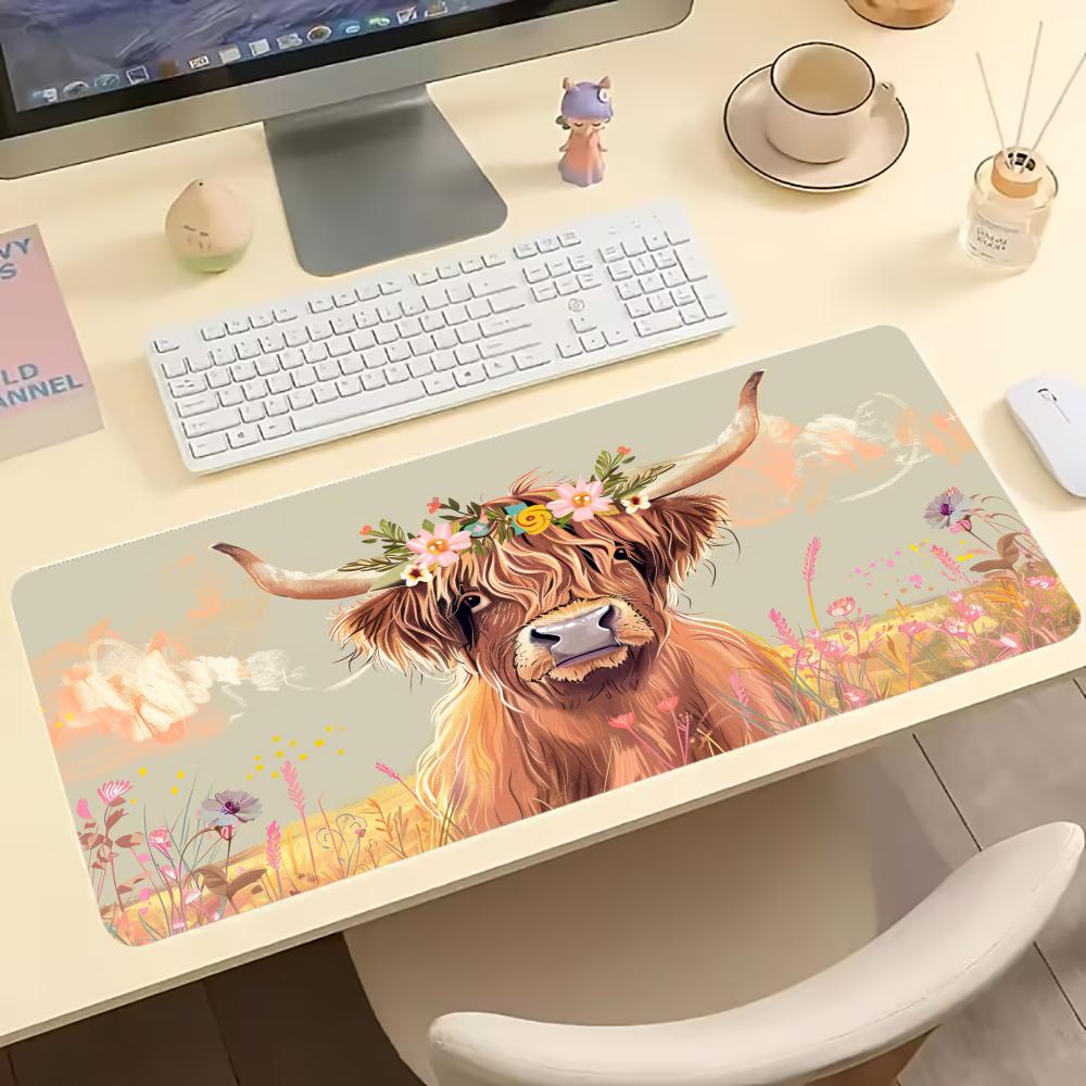 Vintage Highland Cow Floral Ga - огляд і ціна Desk Setup Pc And Laptop