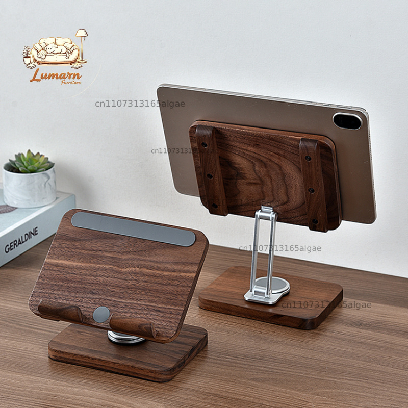 Black Walnut iPad Stand with 3 - огляд і ціна Desk Setup Black And Wood