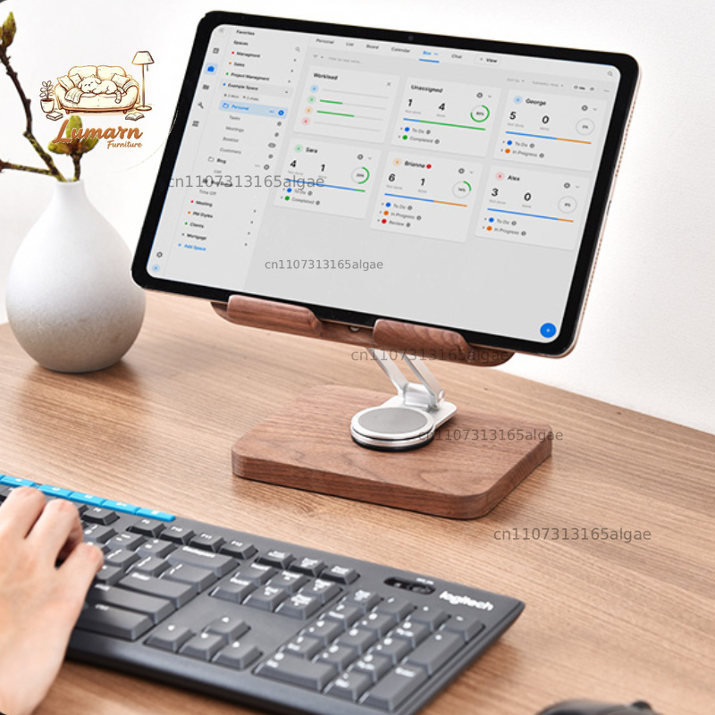 Black Walnut iPad Stand with 3 - огляд і ціна Desk Setup Black And Wood