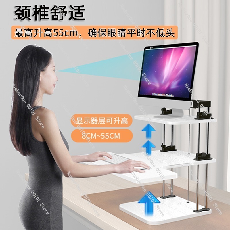 Height-Adjustable Standing Des - огляд і ціна Desk Setup Monitor And Laptop