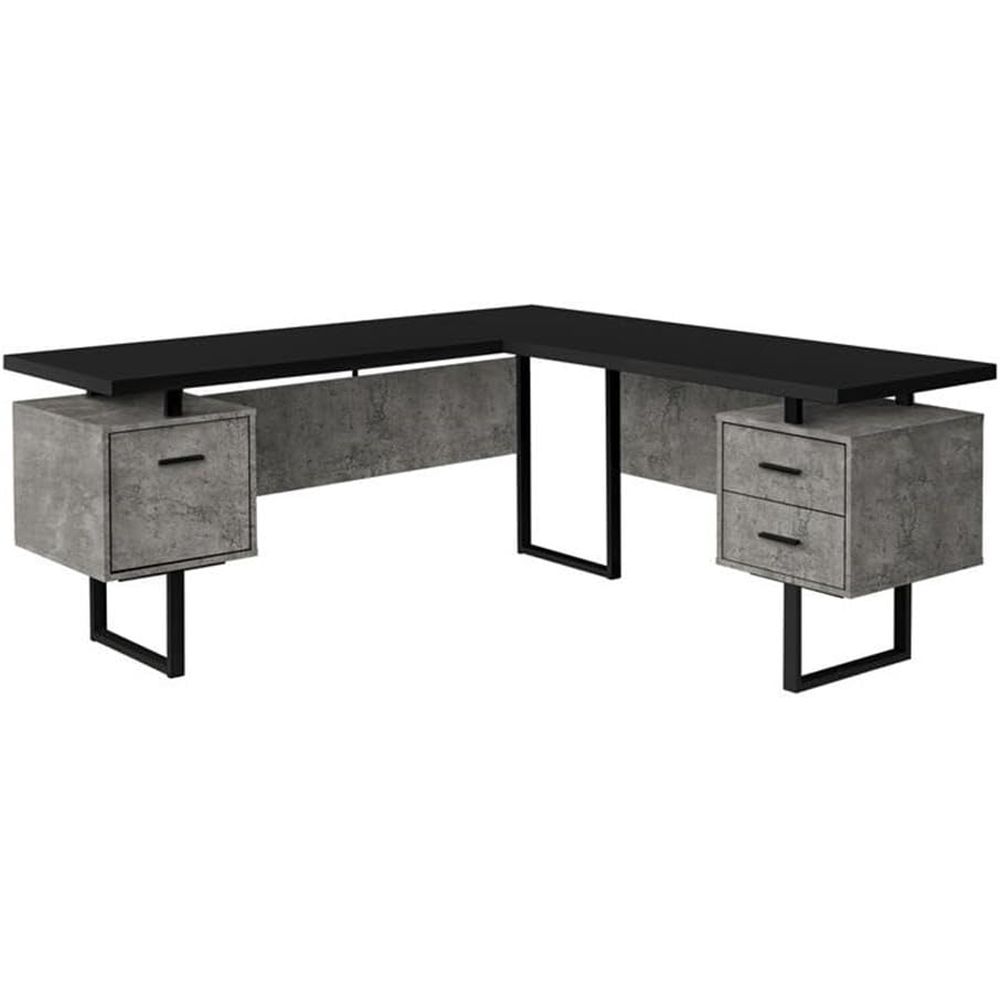 L-Shaped 70 Computer Desk with - огляд і ціна Desk Setup Black And Wood