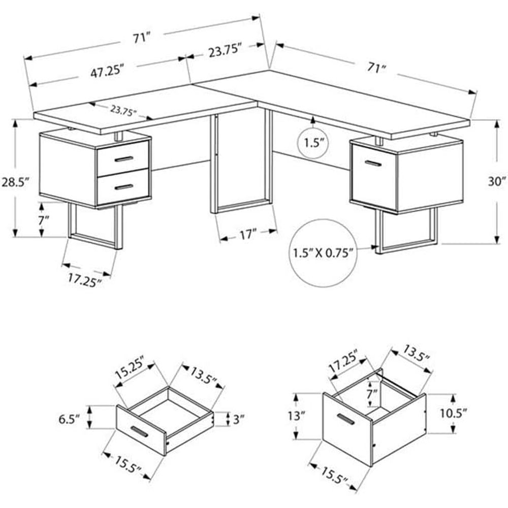 L-Shaped 70 Computer Desk with - огляд і ціна Desk Setup Black And Wood