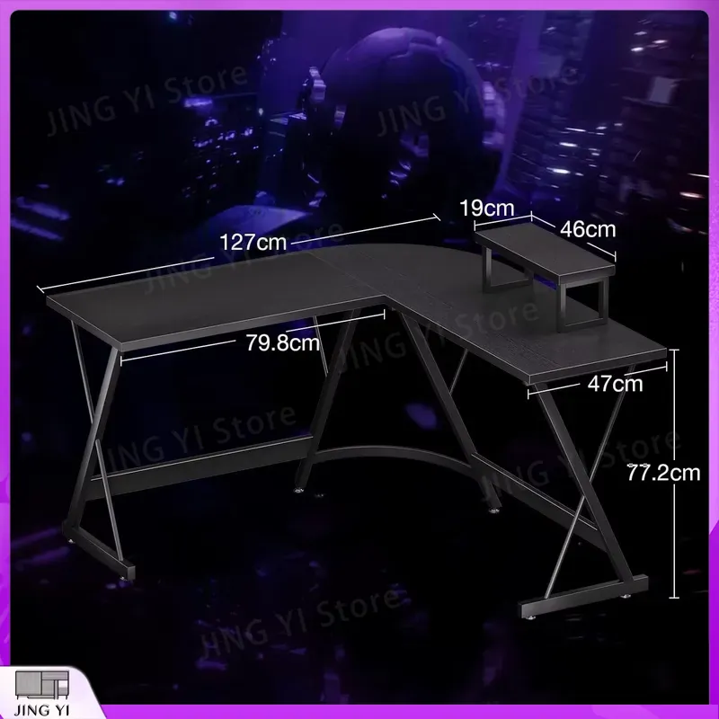 L Shaped Gaming Desk with Moni - огляд і ціна Desk Setup Black And Wood