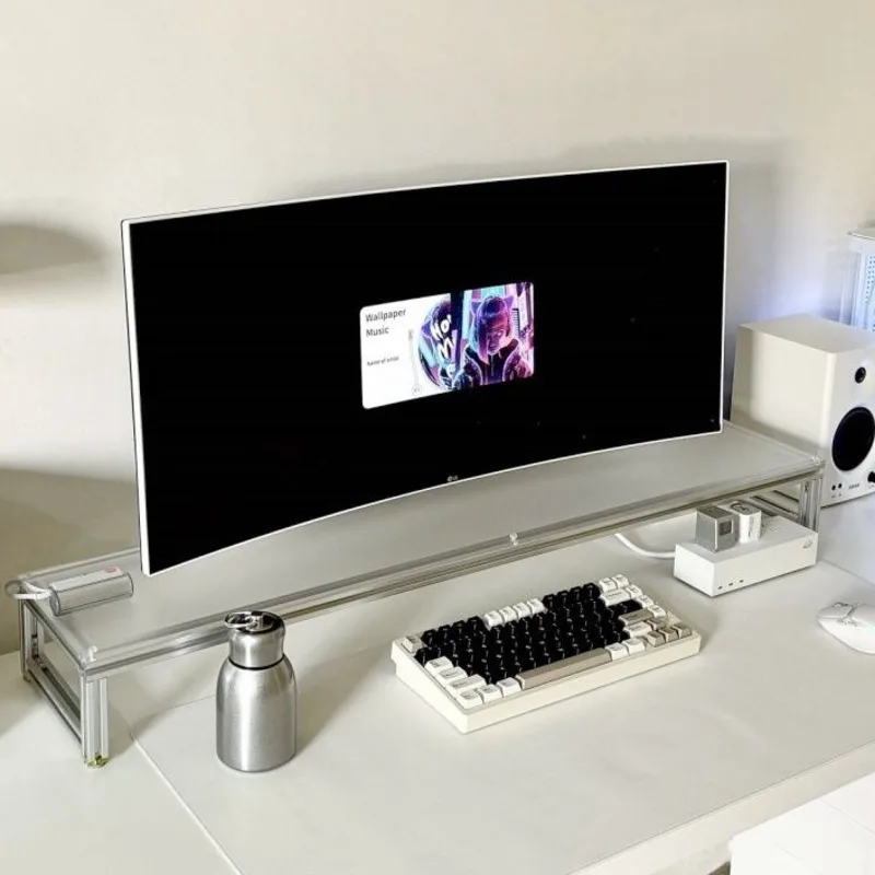 Aluminum Monitor Stand Acrylic - огляд і ціна Desk Setup Monitor And Laptop