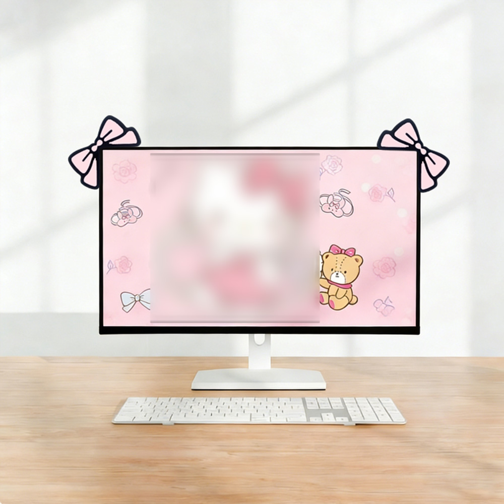 Cute Pink Bow Monitor Decor Ka - огляд і ціна Desk Setup Monitor And Laptop