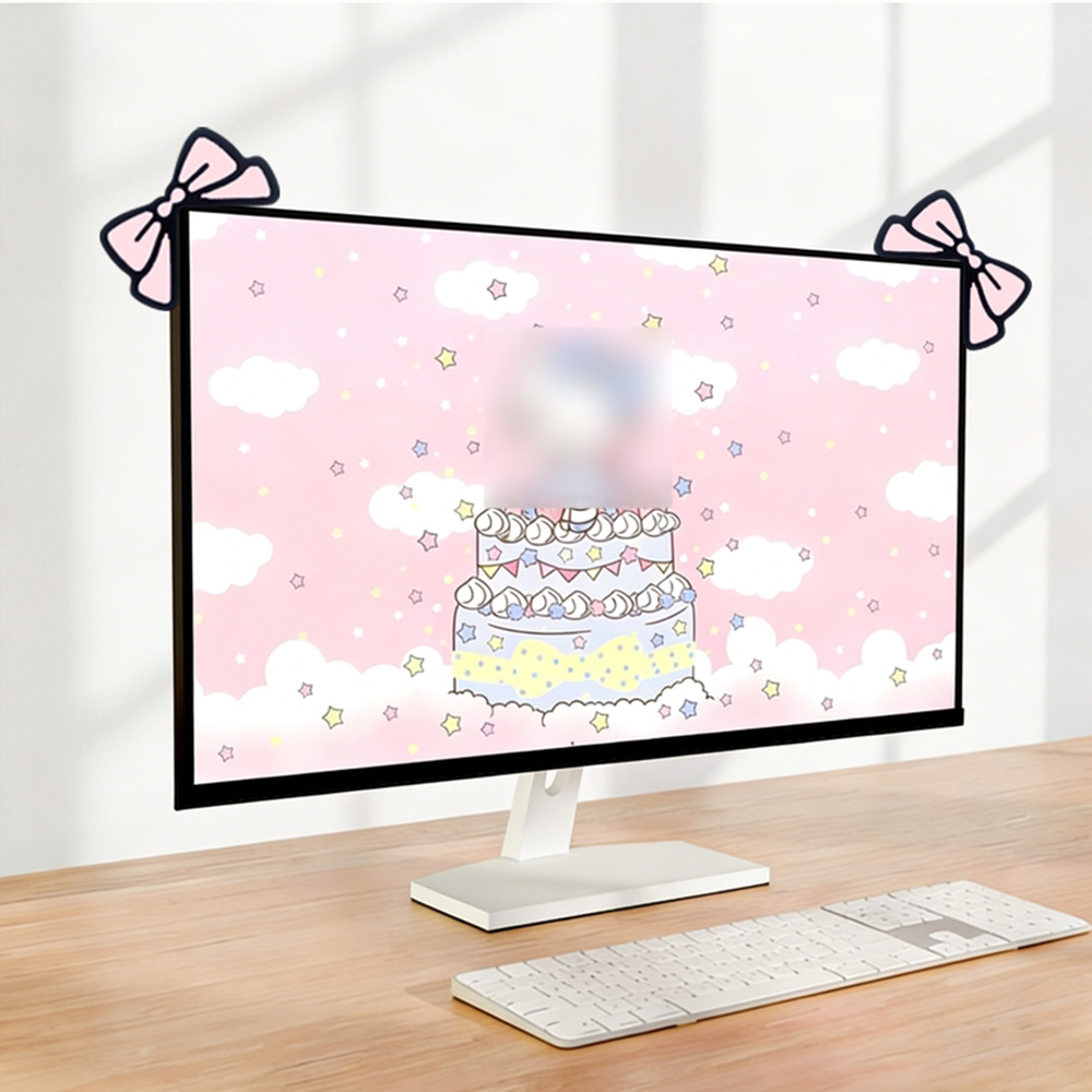 Cute Pink Bow Monitor Decor Ka - огляд і ціна Desk Setup Monitor And Laptop
